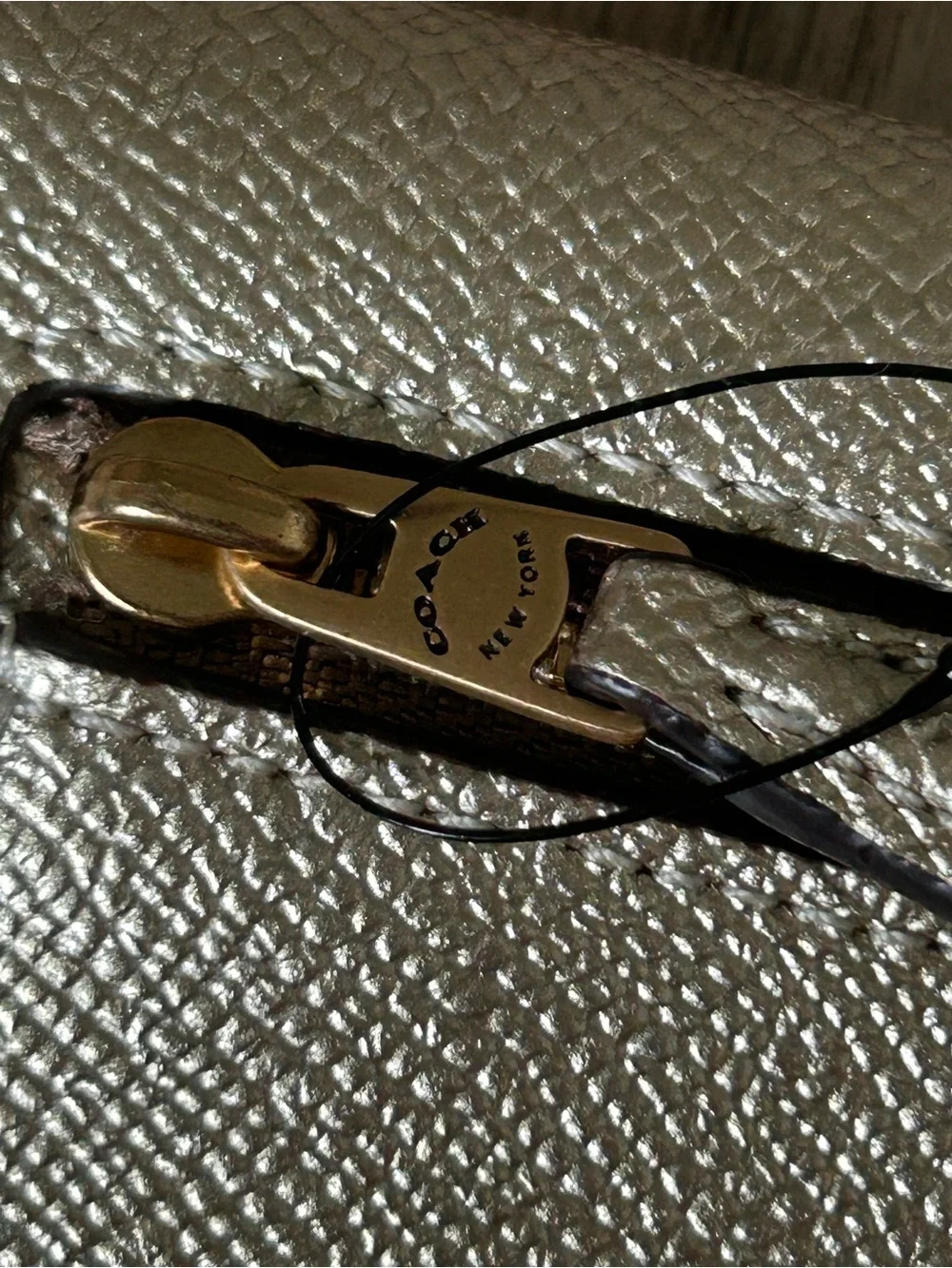 Coach Wyn Soft Wallet in Metallic Gold Crossgrain Leather